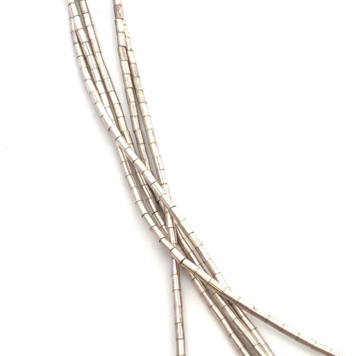 Native American 925 Sterling Silver Turquoise Liquid Silver 5 Strand Necklace