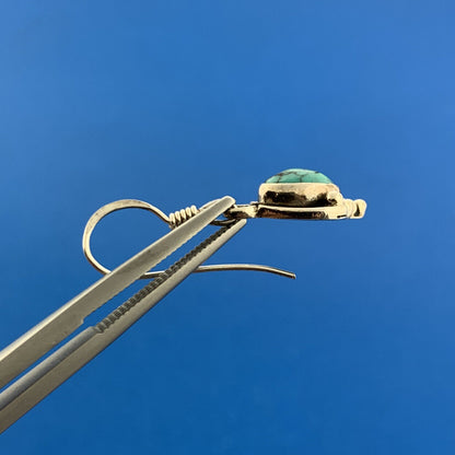 Vintage 925 Sterling Silver Turquoise Cabochon Bead Work Drop Dangle Earrings