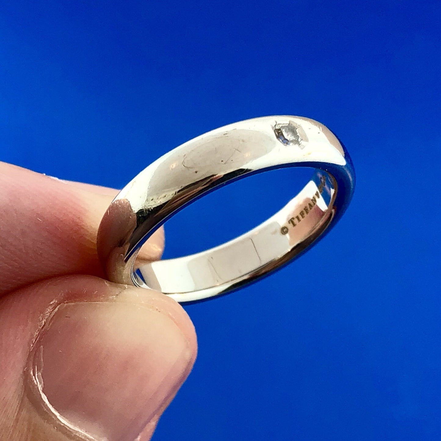 Tiffany & Co. Platinum Lucida Diamond Classic Wedding Band Ring