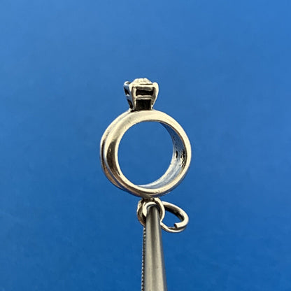 Designer 925 Sterling Silver Cubic Zirconia CZ Engagement Ring Dangle Charm