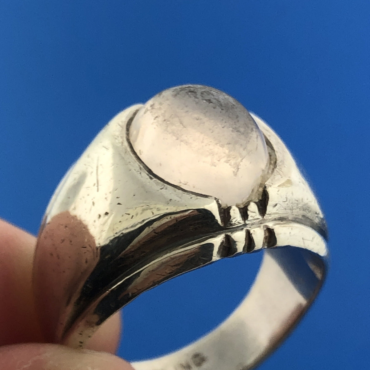 Designer C & C Sterling Silver 925 Cabochon Oval Moonstone Dome Ring Size 7.75