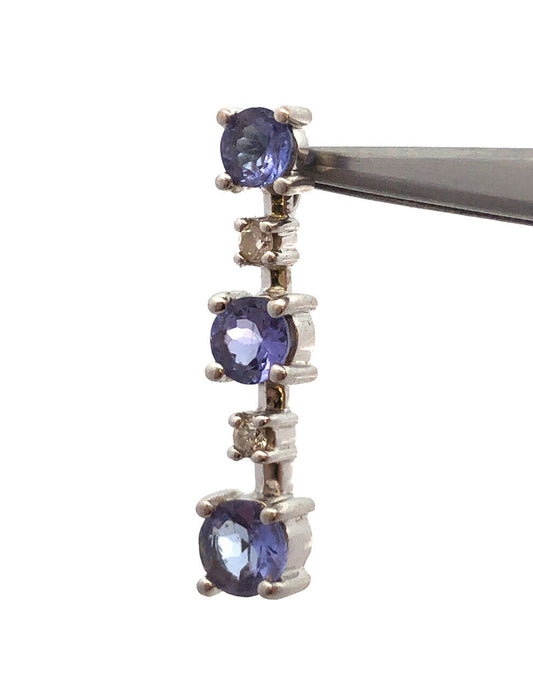 Keepsake THL 14K White Gold Tanzanite Diamond Eternity Bar Pendant
