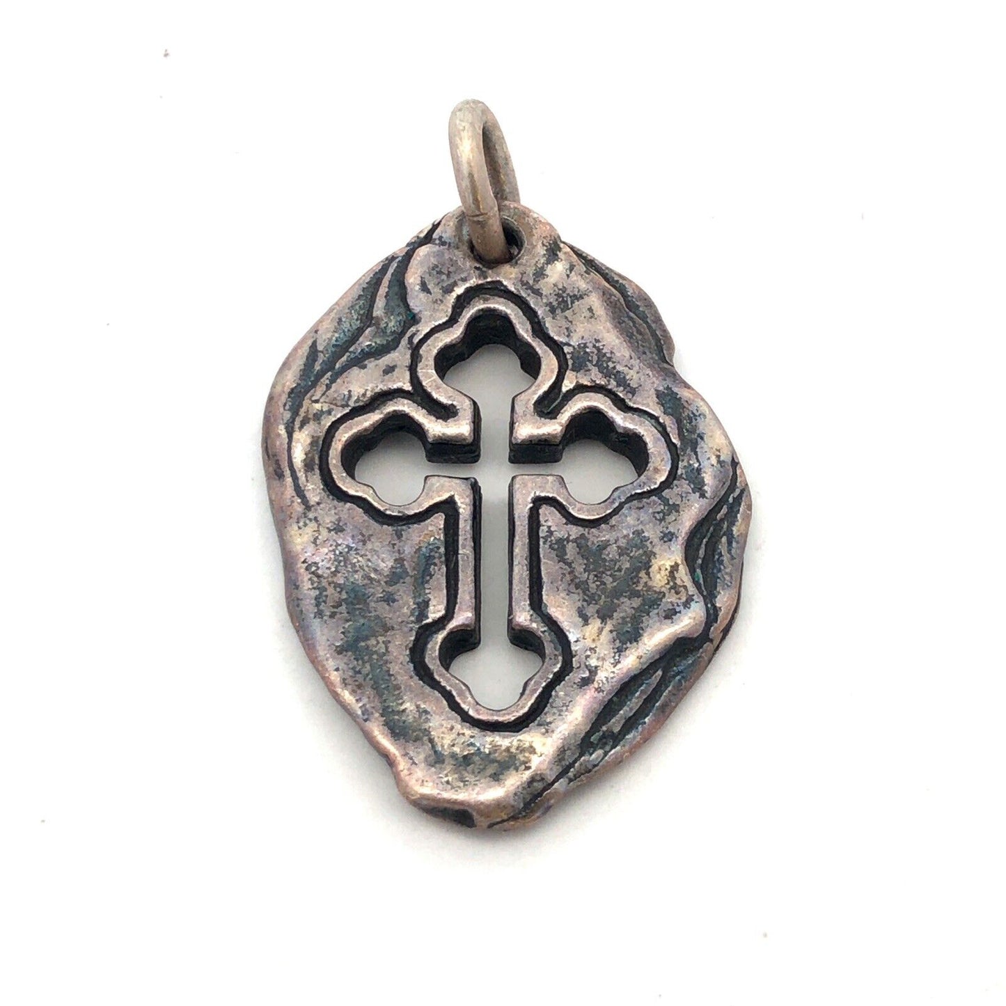 Designer Jose Balli 925 Sterling Silver Cross Cutout Oval Pendant