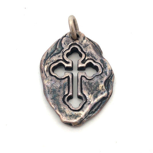 Designer Jose Balli 925 Sterling Silver Cross Cutout Oval Pendant