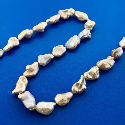 Vintage Sterling Silver Freshwater Pearl Gray Yellow Pink Cream Nugget Necklace