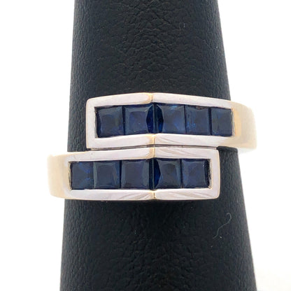 Modernist 18k White Gold Sapphire September Anniversary Birthday Abstract Ring