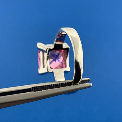 Vintage FAS 925 Sterling Silver Princess Pink Ice Statement Cocktail Ring