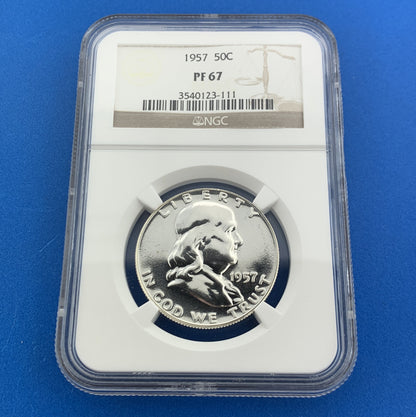 1957 Franklin Silver Proof Half Dollar 50c $.50 Better Key Philadelphia NGC PF67