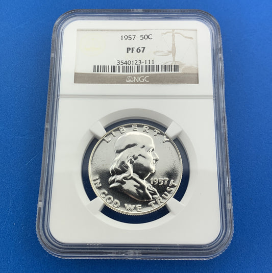 1957 Franklin Silver Proof Half Dollar 50c $.50 Better Key Philadelphia NGC PF67