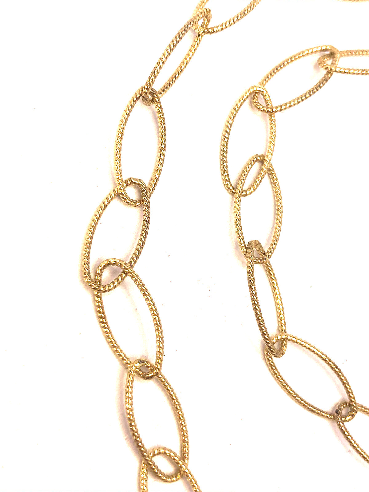 Designer Judith Ripka Vermeil 925 Sterling Silver CZ Oval Link Chain Necklace