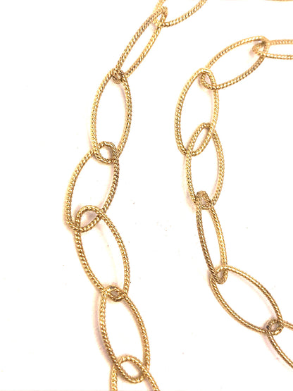 Designer Judith Ripka Vermeil 925 Sterling Silver CZ Oval Link Chain Necklace