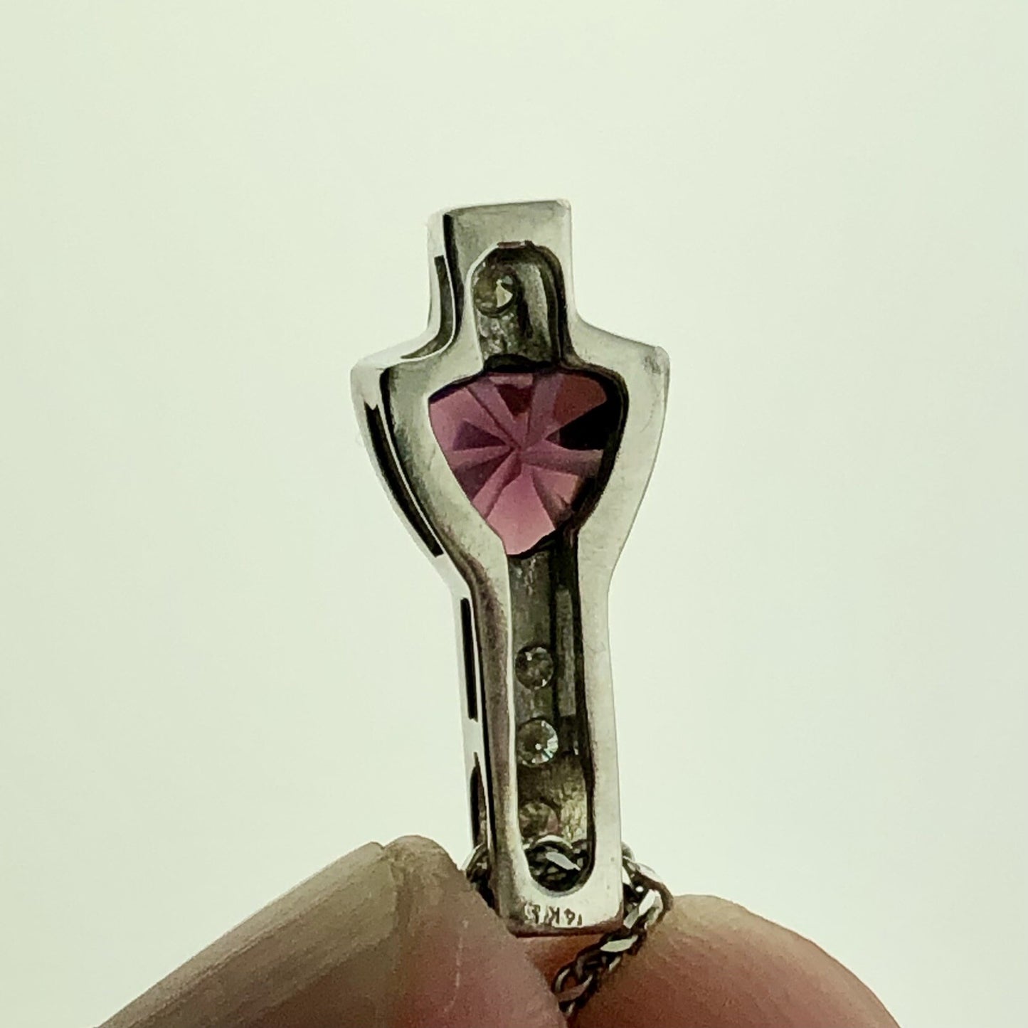 Designer India 14K White Gold Trilliant Garnet Diamond Accent January Necklace