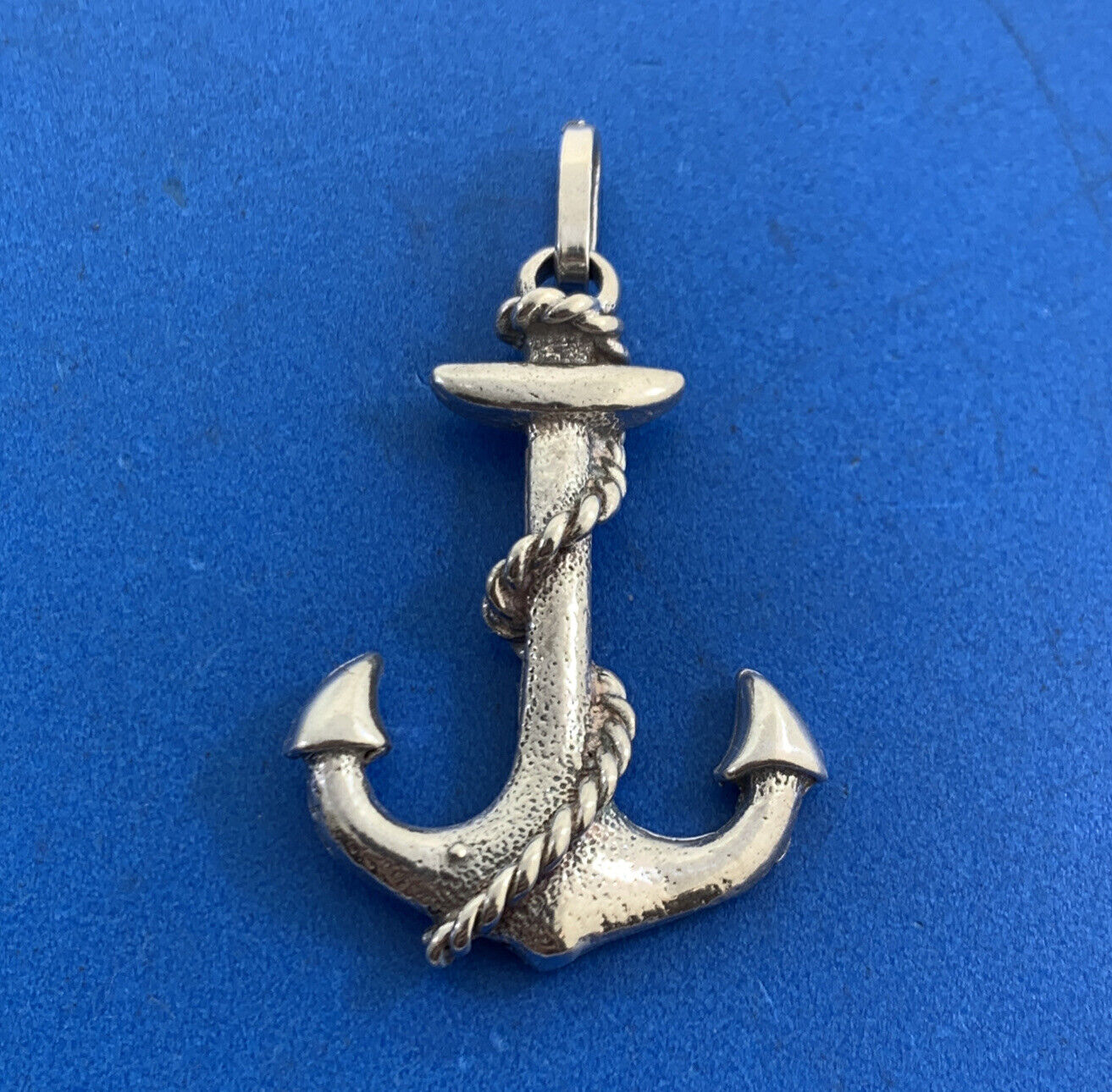 Vintage 925 Sterling Silver Ship's Anchor Statement Unisex Pendant