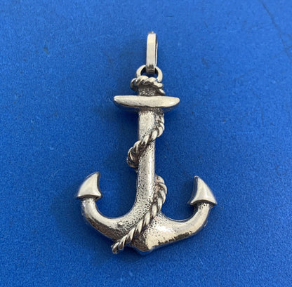 Vintage 925 Sterling Silver Ship's Anchor Statement Unisex Pendant