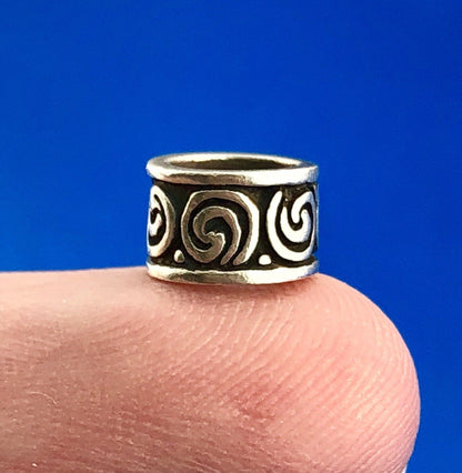 Designer 925 Sterling Silver Itaglio Modernist Swirl Slide Bracelet Spacer Charm