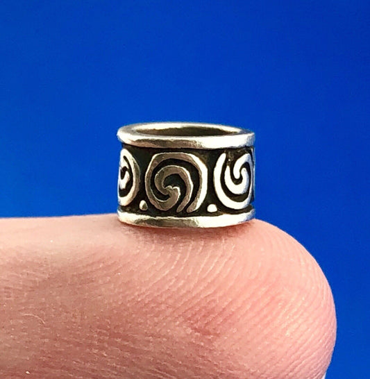 Designer 925 Sterling Silver Itaglio Modernist Swirl Slide Bracelet Spacer Charm