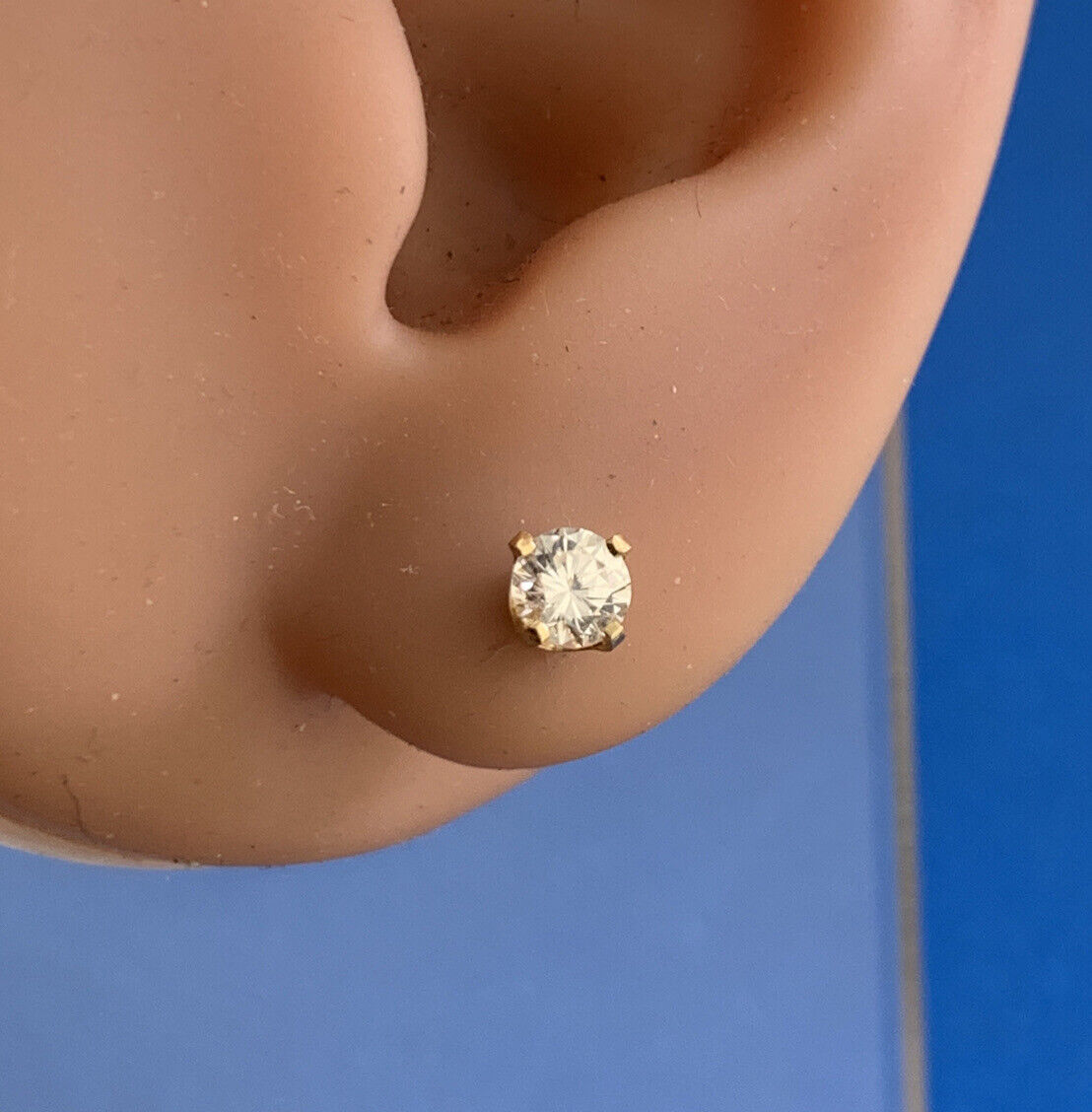 Designer 14K Yellow Gold Round White Tourmaline Stud Earrings