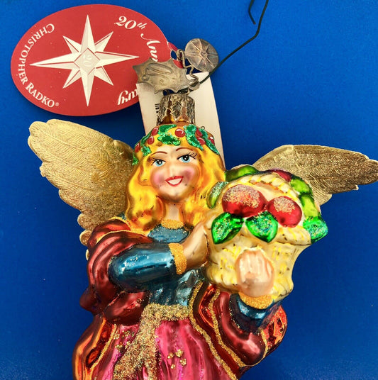 2005 Christopher Radko Hand Blown Glass Diabetes Awareness Angel Ornament W/Box
