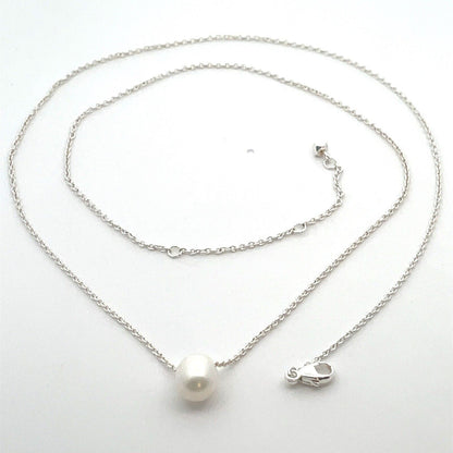 Sterling Silver Pearl Pendant Anniversary Chain Necklace