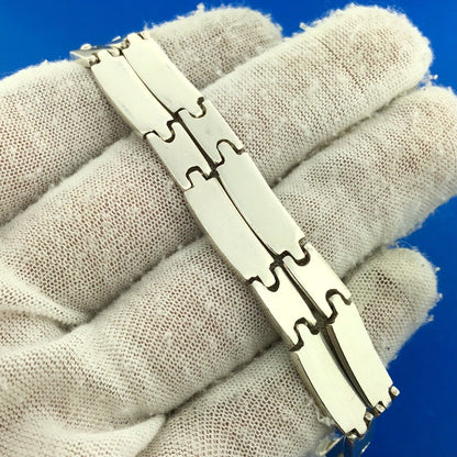 Designer Dellapina Sterling Silver Panel Link 7.5" Bracelet 16.5" Necklace Set