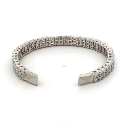 Designer ADT 925 Sterling Silver Round Cubic Zirconia CZ Tennis Cuff Bracelet