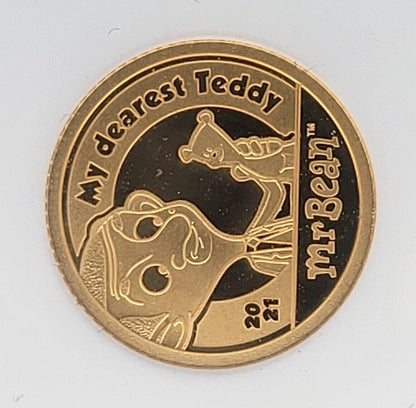 2021 $5 Cook Islands NGC PF70 Proof Cameo Mr. Bean Teddy 1/2g .999 Gold Coin