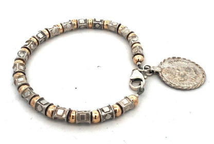 Silpada 925 Sterling Silver Gold Vermeil Two Tone Beaded Coin Bracelet