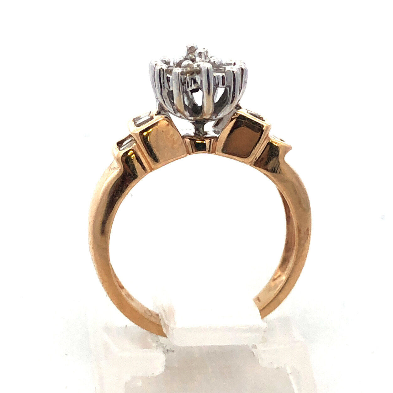 10K Yellow Gold Diamond Waterfall Cluster Engagement Bridal Cocktail Ring