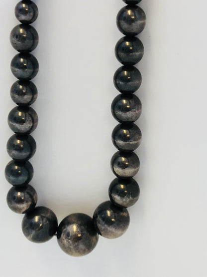 Vintage Taxco Mexico 925 Sterling Silver Graduated Ball Bead Statement Necklace