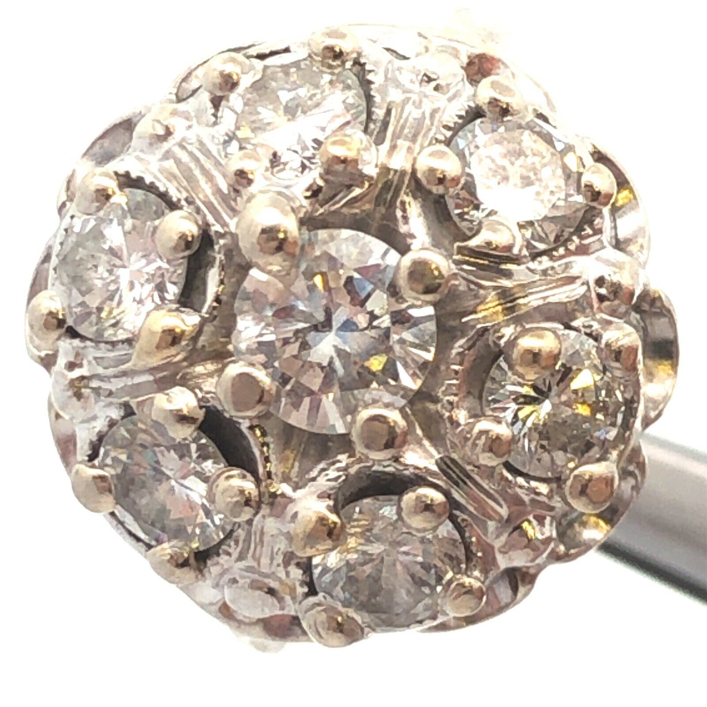 Vintage 14K White Gold Diamond Cluster Dome Ring