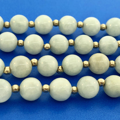 Designer 14K Yellow Gold Jade Jadeite Bead Ball Filigree Clasp Necklace