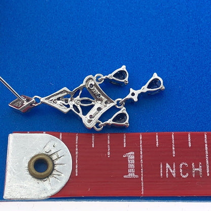 Fabulous 14K White Gold Sapphire Diamond Accented Chandelier Dangle Earrings