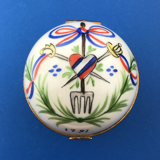 Vintage Limoges Hand Painted Porcelain Floral Round Paris Hinged Trinket Box