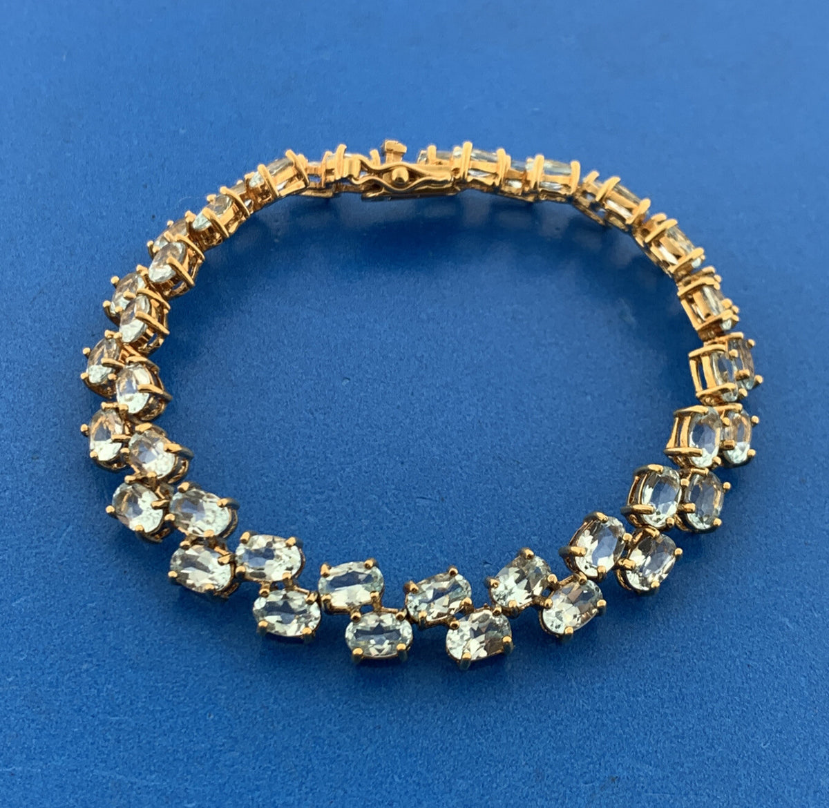 Designer 925 Sterling Silver Blue Topaz Double Row December Tennis Bracelet