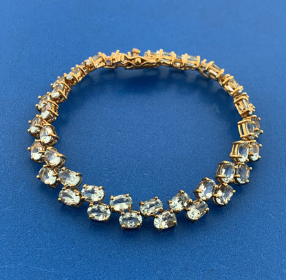 Designer 925 Sterling Silver Blue Topaz Double Row December Tennis Bracelet