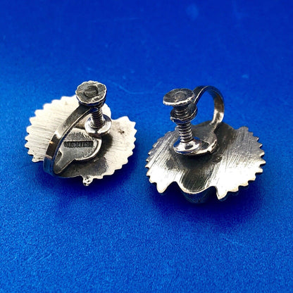 Art Deco Art Nouveau Artisan 925 Sterling Silver Swan Screw Back Earrings