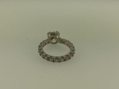 Sterling Silver 925 Cubic Zirconia Solitaire w/Accents Engagement Ring