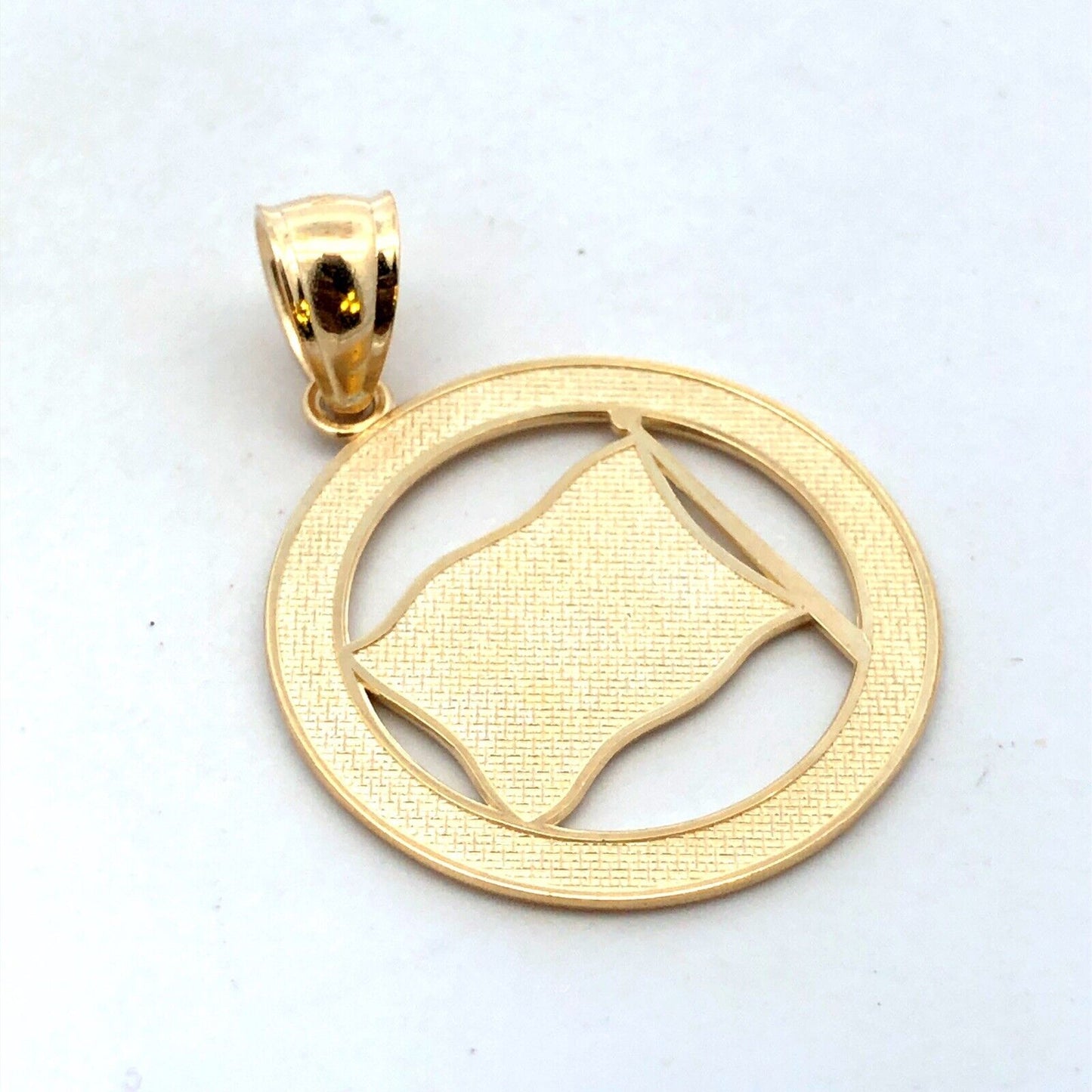 Designer NGI 14K Yellow Gold Enamel God Bless America USA Flag Round Pendant