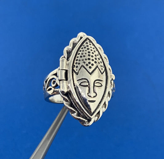 Native American Sterling Silver Poison Pill Secret Compartment Statement Ring