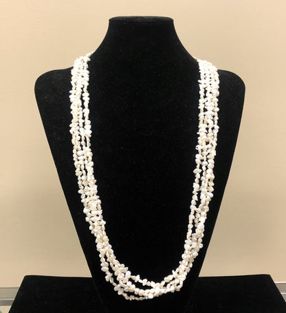 Gorgeous 14k White Gold Diamond Pearl & Keshi Pearl 4 Strand Statement Necklace