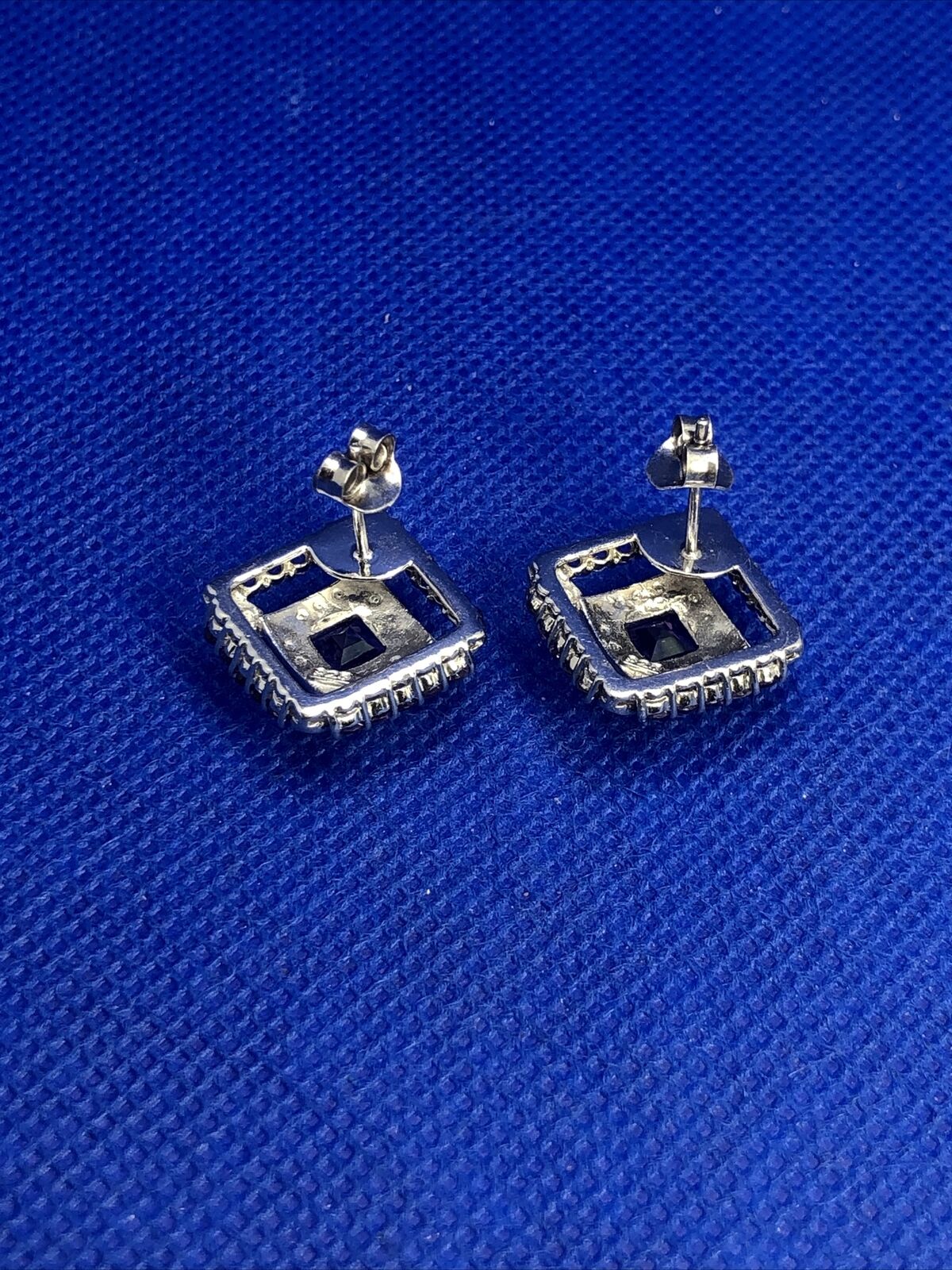 Purple Amethyst 925 Sterling Silver Square Statement Stud Earrings