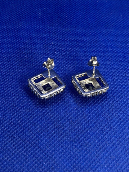 Purple Amethyst 925 Sterling Silver Square Statement Stud Earrings