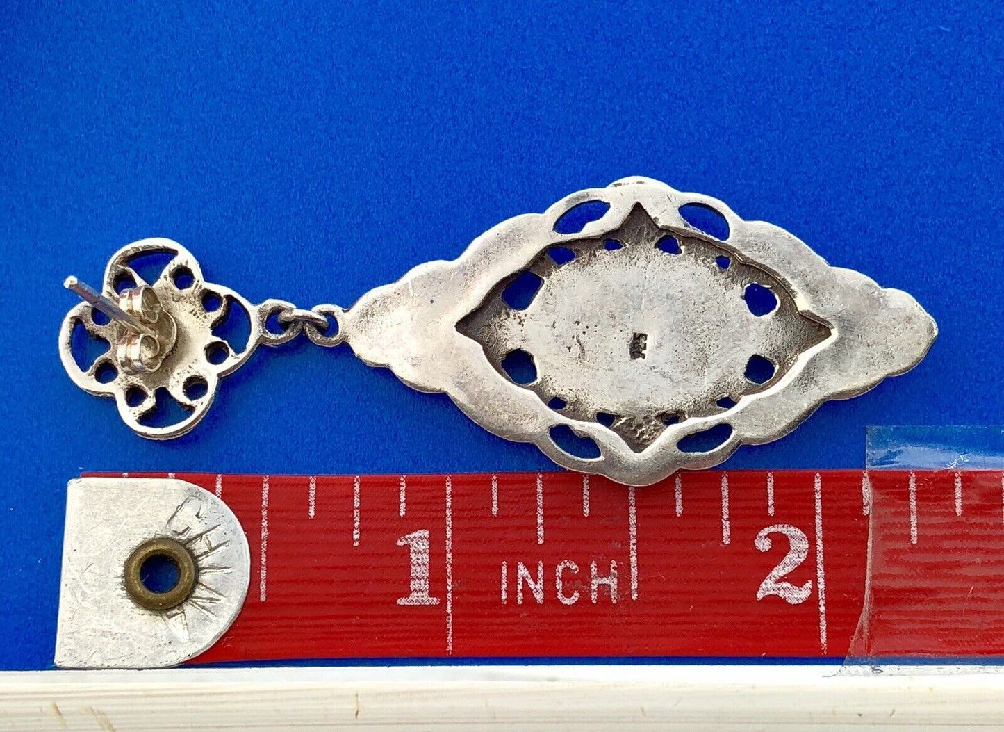 Retro 925 Sterling Silver Black Onyx Scroll Dangle Drop Earrings