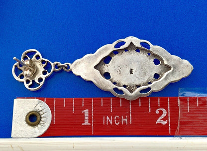 Retro 925 Sterling Silver Black Onyx Scroll Dangle Drop Earrings