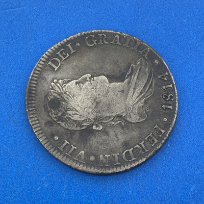 1814 Mo Mexico City 8 Reales I.I. Better Key Date .903 Silver Mexico Coin