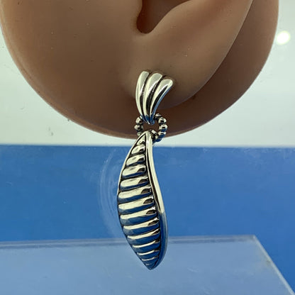 Lagos 925 Sterling Silver Leaves Collection Dangle Drop Statement Earrings