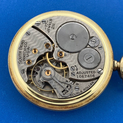1924 South Bend 14K Gold Filled Case Grade 211 17 Jewels Pocket Watch Runs