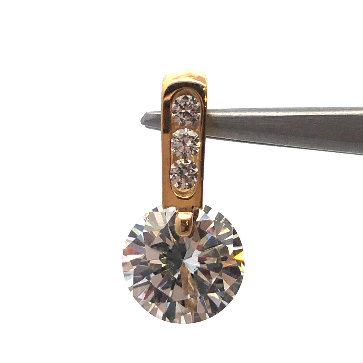 Designer 14K Yellow Gold Cubic Zirconia CZ W/Accents Statement Drop Pendant