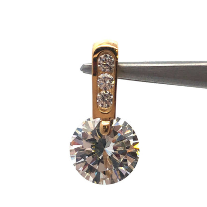 Designer 14K Yellow Gold Cubic Zirconia CZ W/Accents Statement Drop Pendant