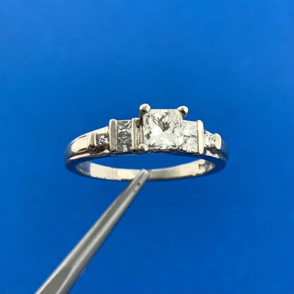 Designer SGS 900 Platinum Princess Diamond Solitaire W/Accents Engagement Ring